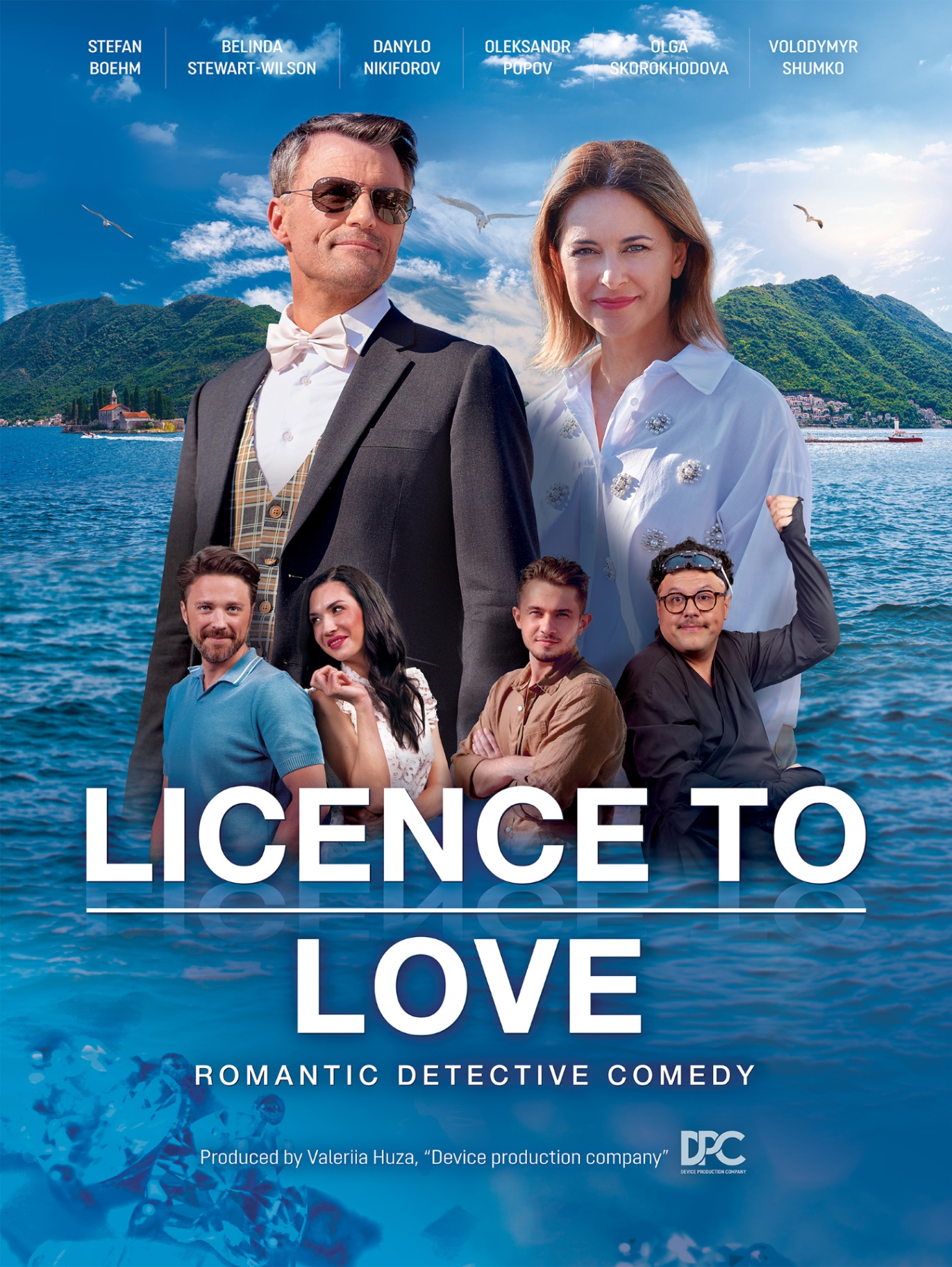 Poster for the film ‘Licence to Love’ — a couple in formal attire on the Adriatic coast