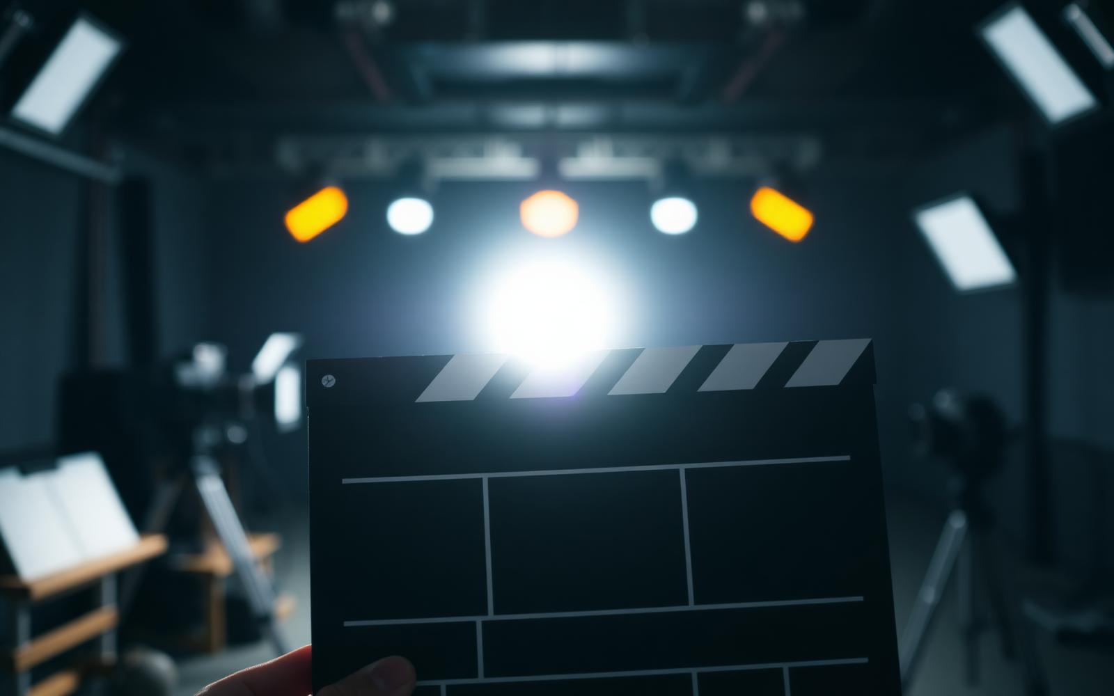 Clapperboard on a film set